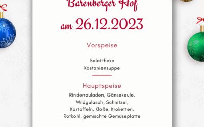 Festliches Schlemmen im Barenberger Hof: Das Weihnachtsbuffet am 26. Dezember 2023