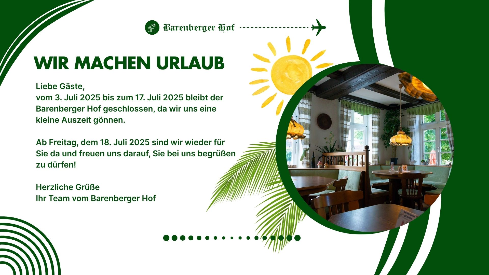 Betriebsurlaub Sommer 2025 Barenberger Hof Betriebsurlaub Sommer 2025 Barenberger Hof