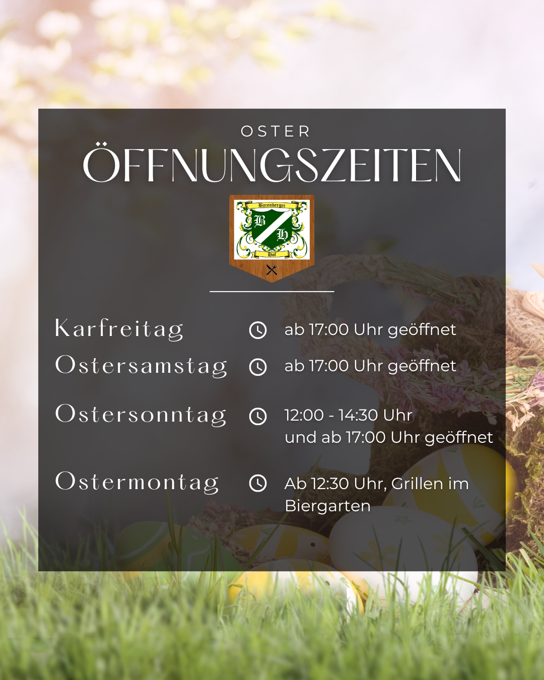 Öffnungszeiten zu Ostern 26 Barenberger Hof Öffnungszeiten Ostern 26 Barenberger Hof
